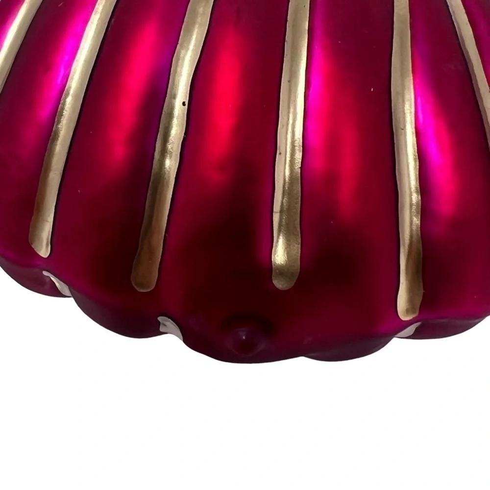VTG Tannenbaum Collection Four Poland Blown Glass Red Gold Sea Shell Ornaments